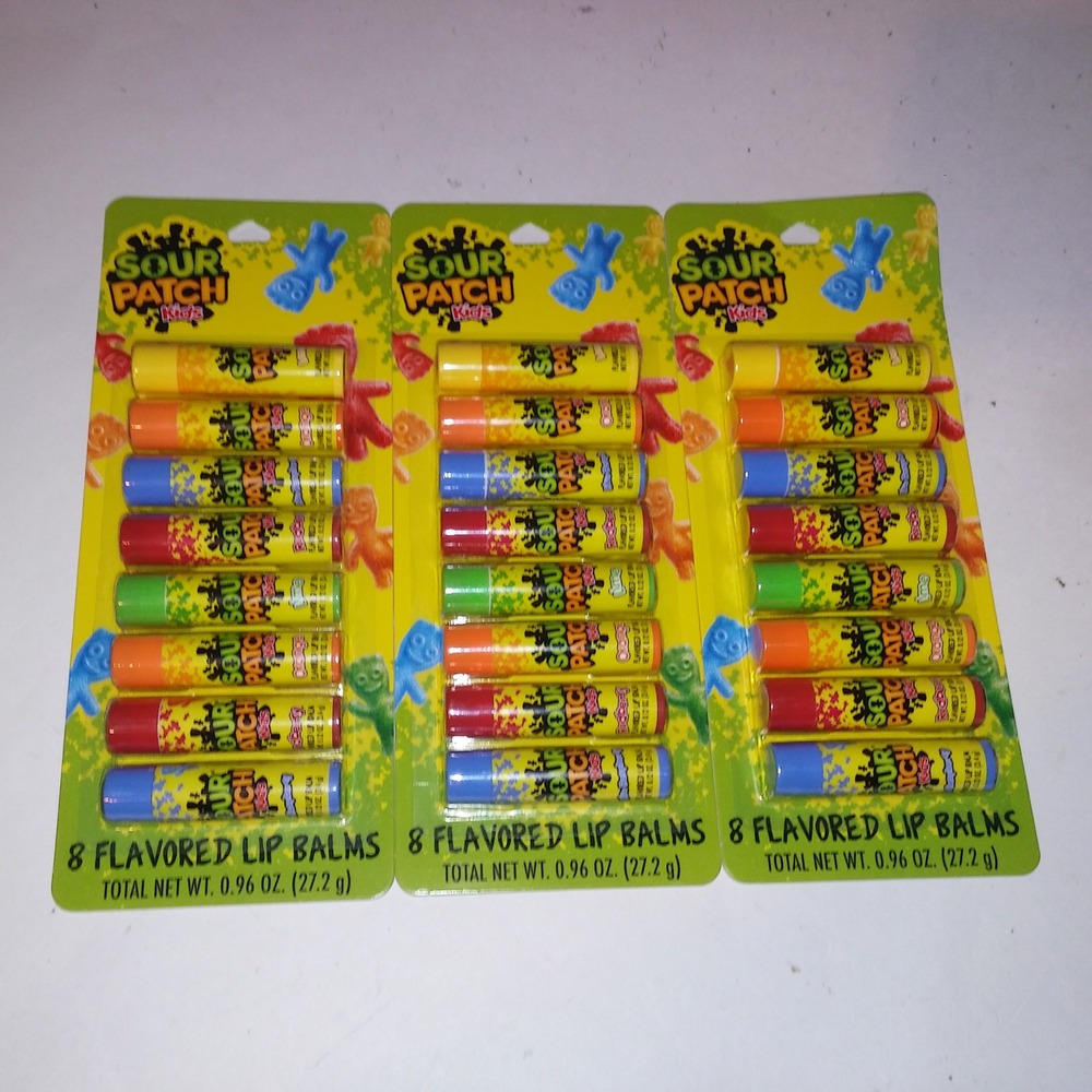 Set of 3 Sour Patch Kids Flavored Lip Balms 8 Pack Gift Set New